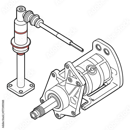 Illustration of a mechanical assembly
