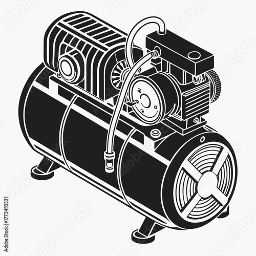 Isometric illustration of an air compressor