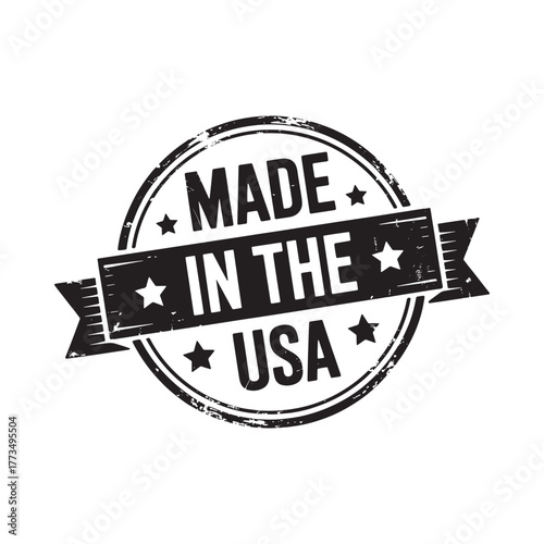 Distressed circular stamp emblem made in the usa
