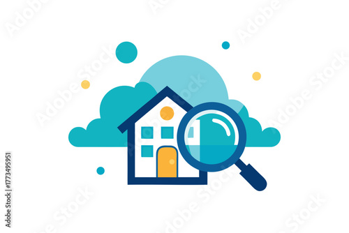 Three dimensional vector set of house, home, and residential building icons designed as a heart, tree, and concept architecture in the sky