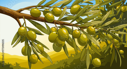 Olive Branch with Ripe Fruits A Symbol of Peace and Abundance in Nature