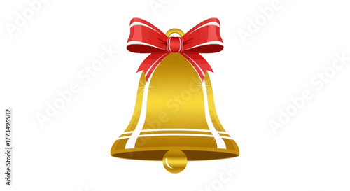 A golden bell with a red bow, a festive symbol often associated with Christmas and celebrations.