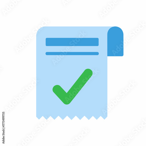 Completed Task Illustration - Document with Checkmark Symbolizing Success and Approval.