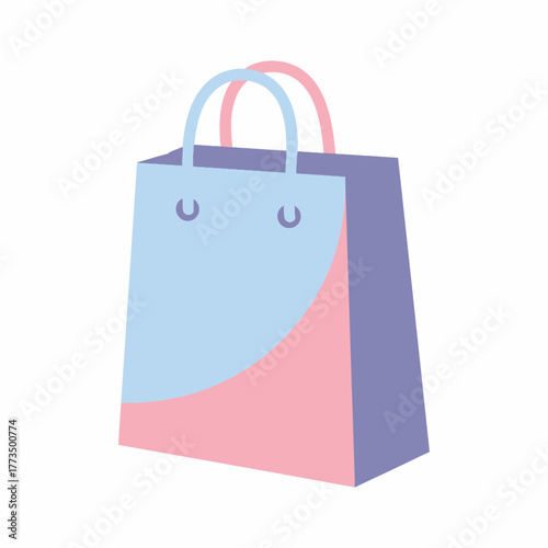 Stylish shopping bag with pink and blue color scheme for carrying items.