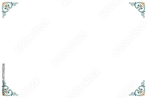 Elegant Gold and Green Flourish Border Frame for Certificate, menu or Diploma. 1324