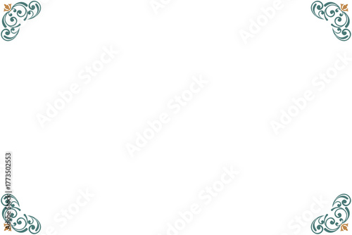 Elegant Gold and Green Flourish Border Frame for Certificate, menu or Diploma. 1326