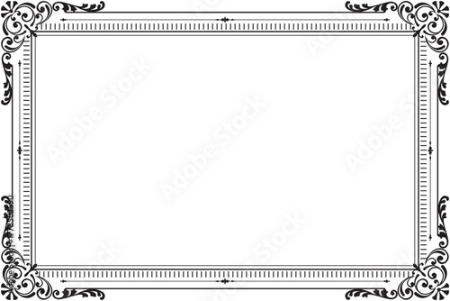Elegant Black Flourish Border Frame for Certificate, menu or Diploma. 1328