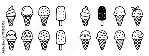 Ice Cream Doodle Icons