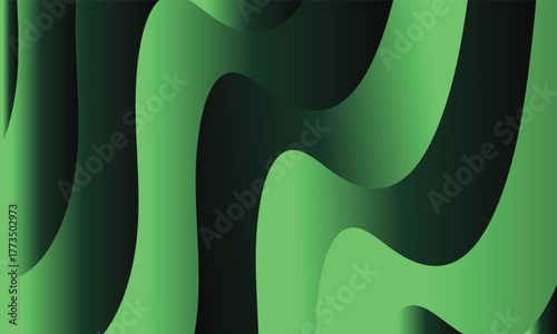 Abstract waves of light and dark green shades create a fluid background illustration