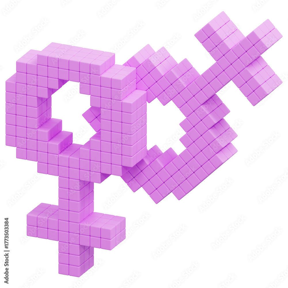 Fototapeta premium 3D Pixel Lesbian Icon