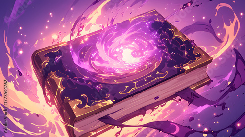 anime spellbook UI glowing magical grimoire