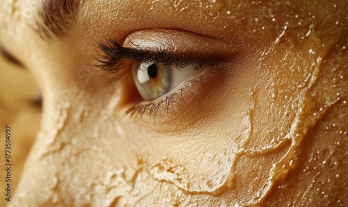 Close-up of skin showing pores, fine lines, and wrinkles, highlighting beauty treatments and skin health. The image captures the details of facial care, ideal for skincare promotions, Generative AI