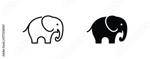 Adorable elephant icon set, perfect for adding a touch of whimsical charm to your designs, use these cute animal illustrations to add a playful feel for branding and creative projects