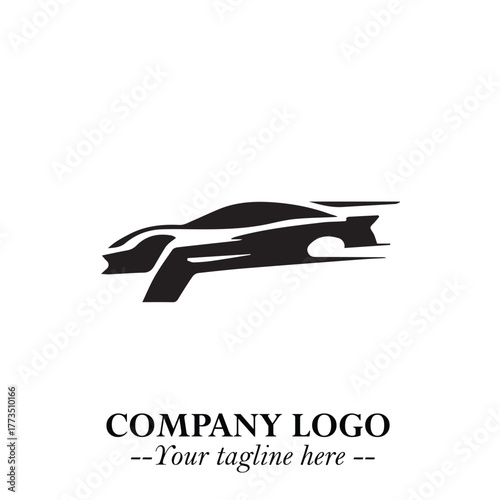 Car Running Fast Logo Symbol in Black on the White Background with Dynamic Speed Design