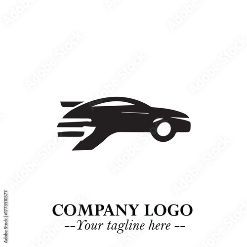Car Running Fast Logo Symbol in Black on the White Background with Dynamic Speed Design