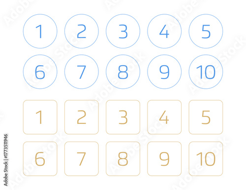 円と正方形を使った数字のイラスト