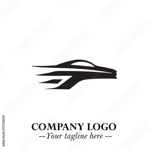 Car Running Fast Logo Symbol in Black on the White Background with Dynamic Speed Design