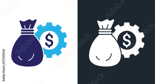 Business growth optimization icon - Vector icon symbol for website - Icon vector - Blue icon vector - Line and glyph solid icon and logo template