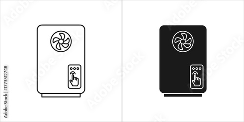 Set of two air conditioner icons, one outlined and one solid black