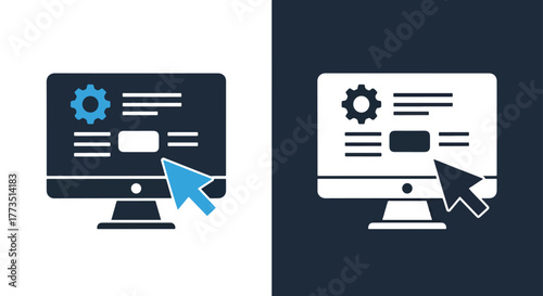 Global internet web access icon - Vector icon symbol for website - Icon vector - Blue icon vector - Line and glyph solid icon and logo template