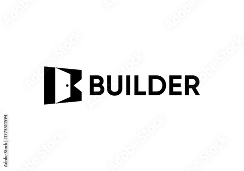 letter B and door logo. home furniture interior decoration vector design concept