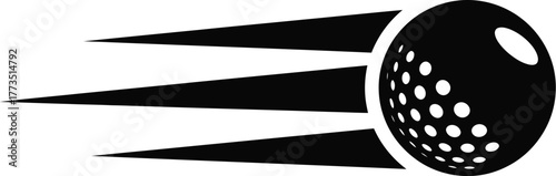 Golf ball logo vector in motion monochrome design for sports and branding illustration