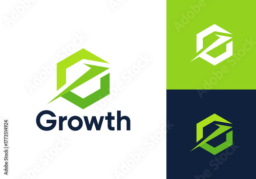 abstract letter G with arrow logo. creative fast growth finance vector design concept	
