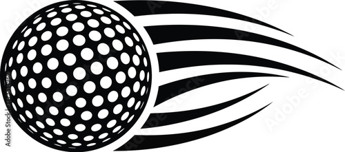 Golf ball logo vector in motion monochrome design for sports and branding illustration