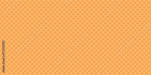 Waffle abstract background with rhombus elements. Simple yellow art vector illustration. Sweet dessert banner business concept.
