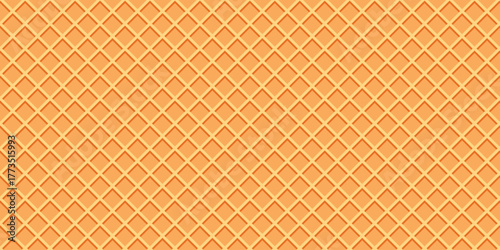Waffle abstract background with rhombus elements. Simple yellow art vector illustration. Sweet dessert banner business concept.