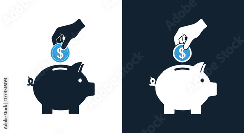 Hand holding security shield icon - Vector icon symbol for website - Icon vector - Blue icon vector - Line and glyph solid icon and logo template