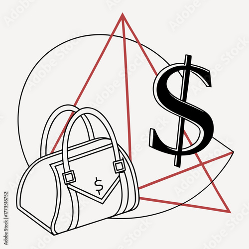 Money bag with dollar sign on beige background