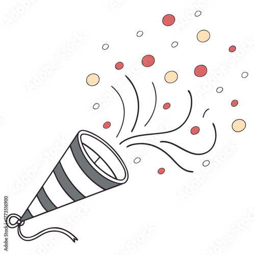 Party popper with confetti