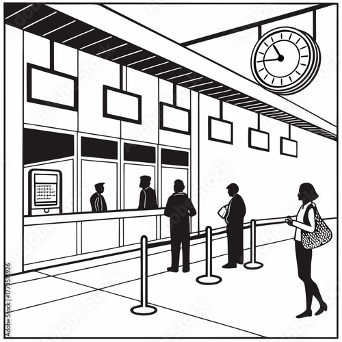 People waiting in line at bank