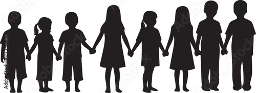 Diverse group of children holding hands celebrating human rights day unity and childhood