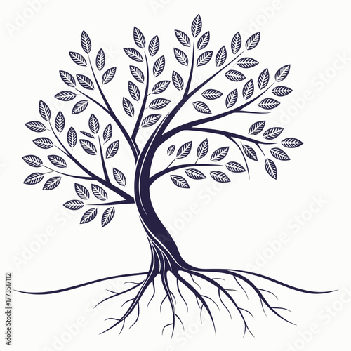 Stylized tree with roots