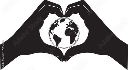 Hands forming heart shape around earth symbol celebrating human rights day unity and love