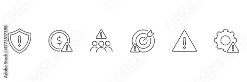 Risk Management line icon. Operation management icon. Risk analysis, risk investment, minimizing losses, plan, low cost, collection. Vector illustration.