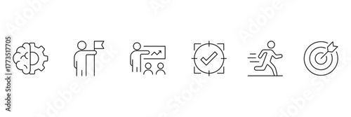 Upskill line Icons. Team Development Icons. Including training, learning, development, knowledge, growth, course and more. Vector illustration.