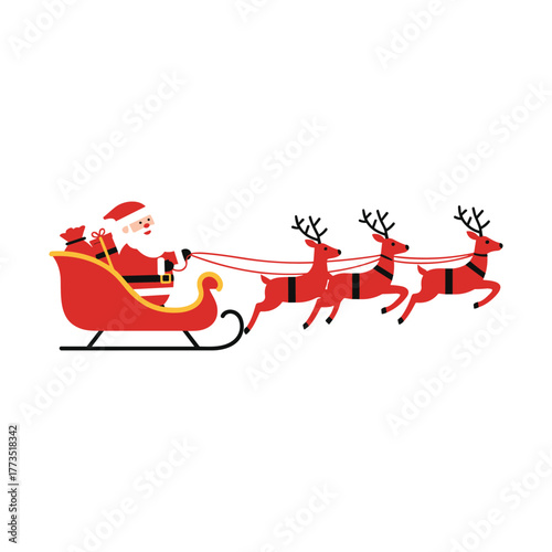 Jolly fellows sleigh ride with reindeer