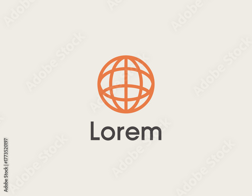 This logo design represents global connectivity, featuring a simplified globe design with intersecting lines, suggesting unity and communication across cultures.