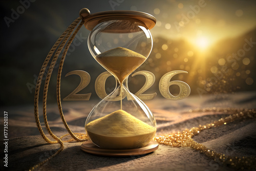 Happy new year 2026 hourglass