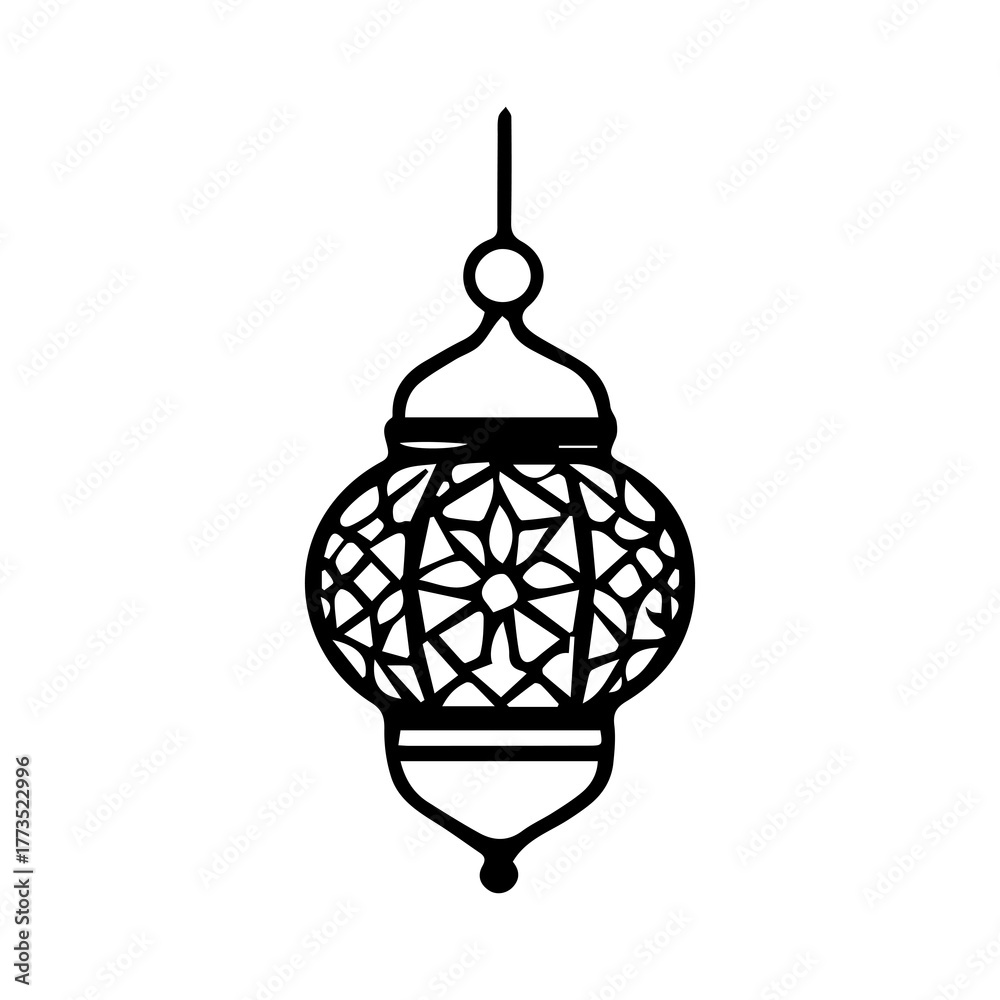 Fototapeta premium Elegant Islamic Lantern Line Art