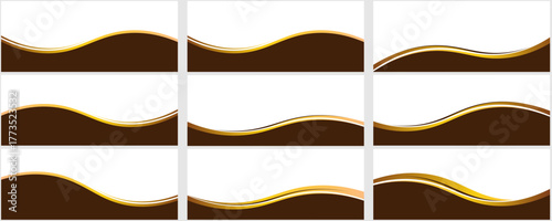set Liquid chocolate swirl texture, dark brown abstract background