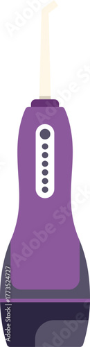 Purple and gray wireless oral irrigator standing on white background