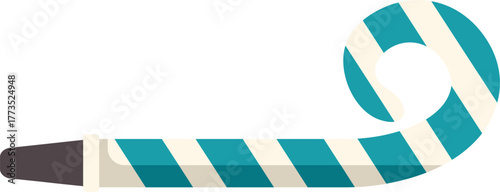 Blue and white party blower making noise, perfect for adding a festive touch to birthday celebrations and events