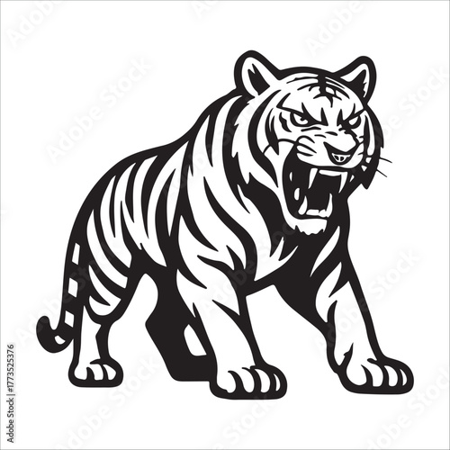 tiger silhouette vector illustrations in various poses