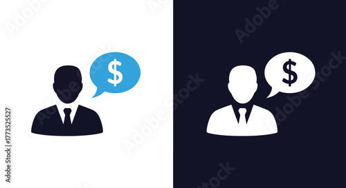 Financial advisor dollar icon vector - Vector icon symbol for website - Icon vector - Blue icon vector