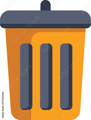Closed trash can with a gray lid, for disposing of unwanted items