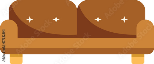 Brown leather sofa providing comfortable seating in a living room